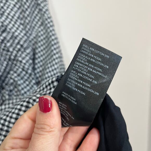 Anthropologie Maeve Sweetheart Gingham Mini Dress Smocked Back Sz Large - Picture 7 of 9